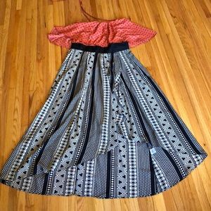 Flowy  high/low summer dress with tie straps